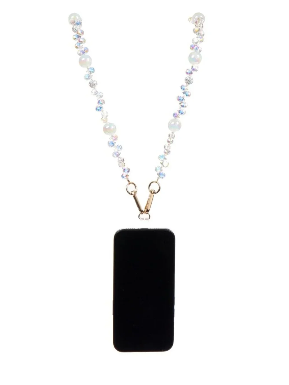 Bling Beaded Crystal Star Cross Body Phone Strap with Metal Clasps - 48 Inches -